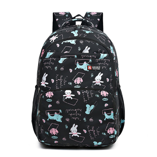 Black Premium Large Capacity Cute Cartoon Student Backpack | Multi-Layered Casual School Bag | Ergonomic Travel Daypack for Kids 46cm