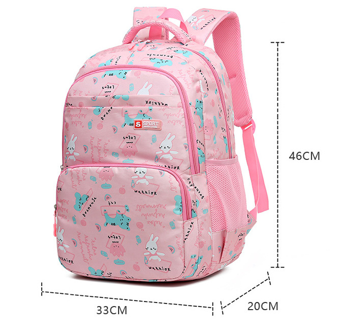 Pink Premium Large Capacity Cute Cartoon Student Backpack | Multi-Layered Casual School Bag | Ergonomic Travel Daypack for Kids 46cm