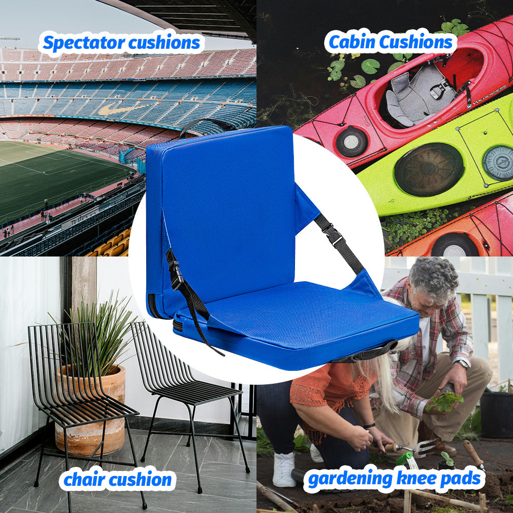 Blue Portable Foldable Outdoor Seat – Multi-Functional Stadium & Boat Chair with Carry Handle