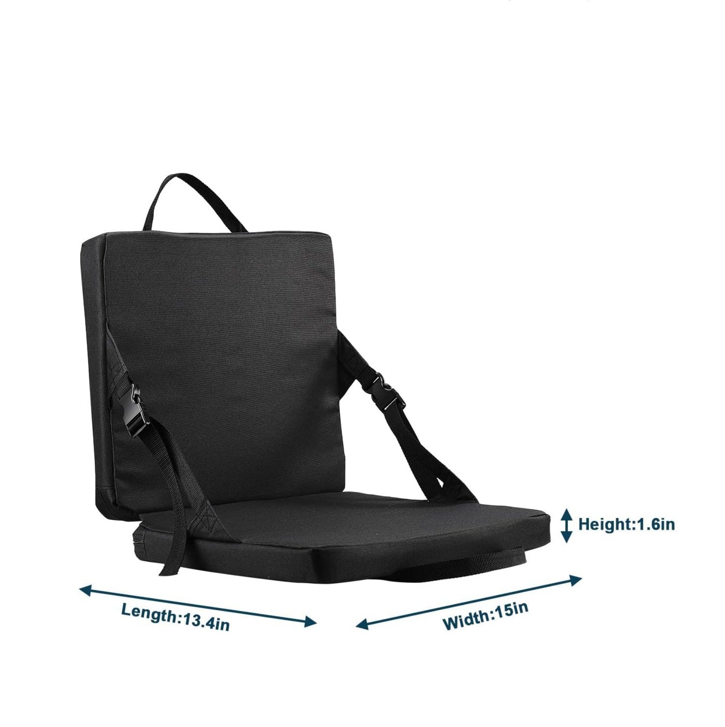 Black Portable Foldable Outdoor Seat – Multi-Functional Stadium & Boat Chair with Carry Handle
