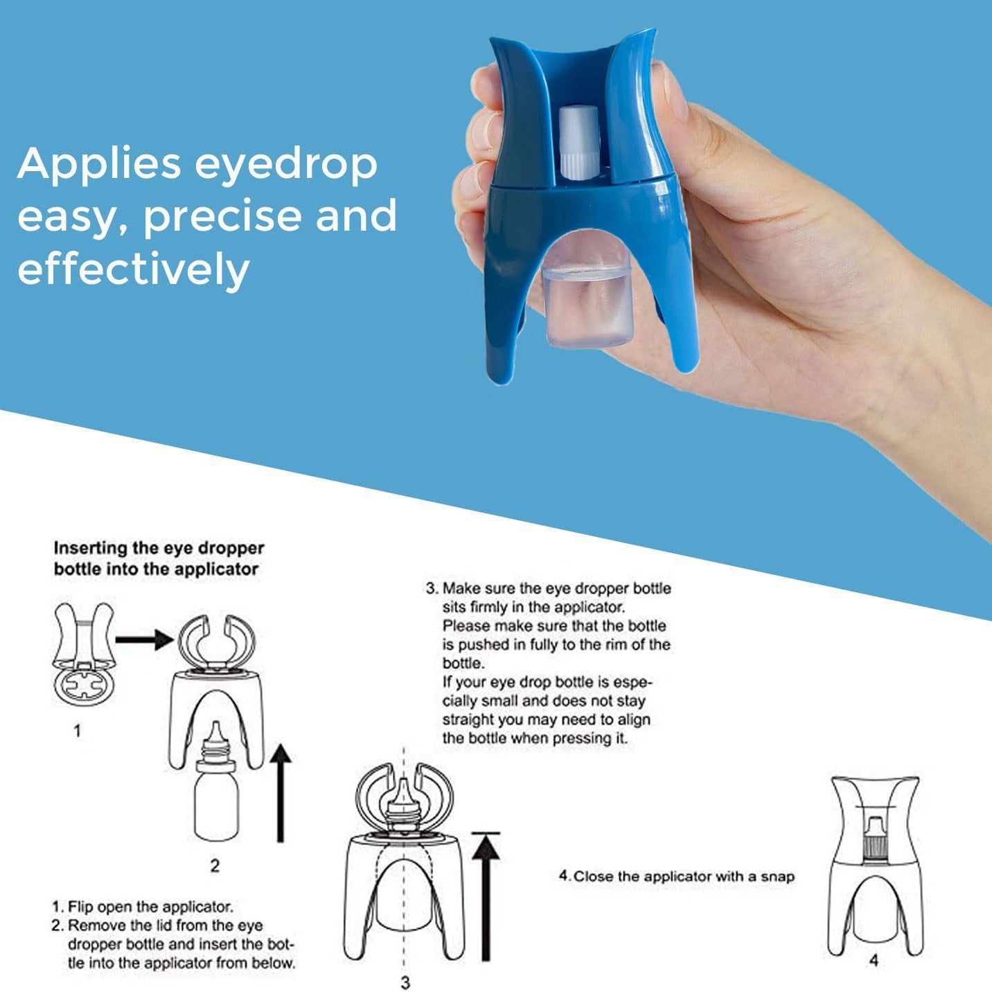 Light Blue and Dark Blue Eye Drop Applicator – Safe & Hygienic Eyedrop Dispenser for Precise Application