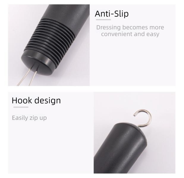 Grey Dressing Aid Tool – Button & Zipper Assistant for Elderly and People with Limited Mobility