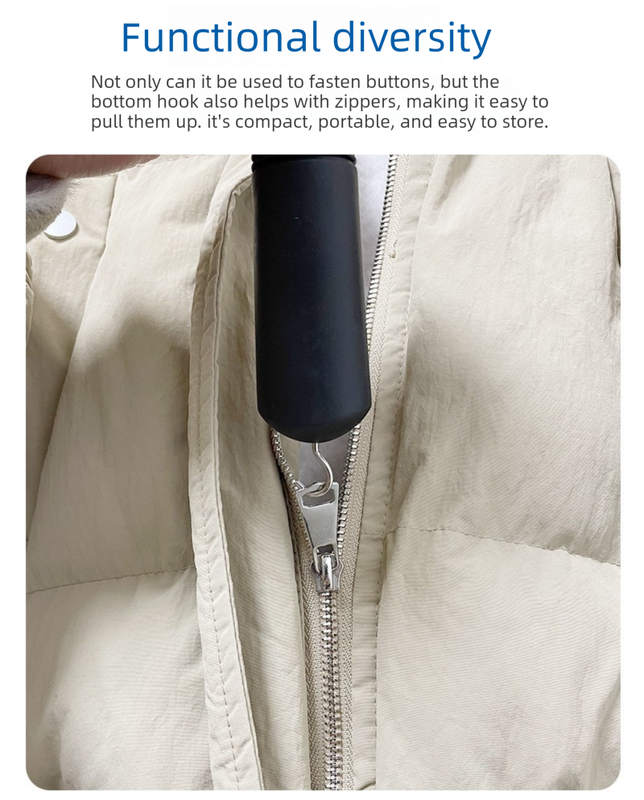 2 Pcs (Black and Grey) Dressing Aid Tool – Button & Zipper Assistant for Elderly and People with Limited Mobility