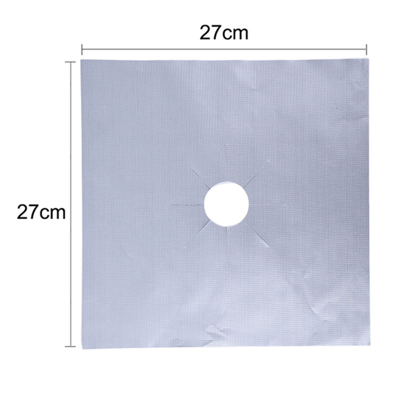 10 Pcs Silver Heat-Resistant Gas Stove Mat – Non-Stick Teflon Coated Fiberglass Protector for Cooktops (270mm × 270mm)