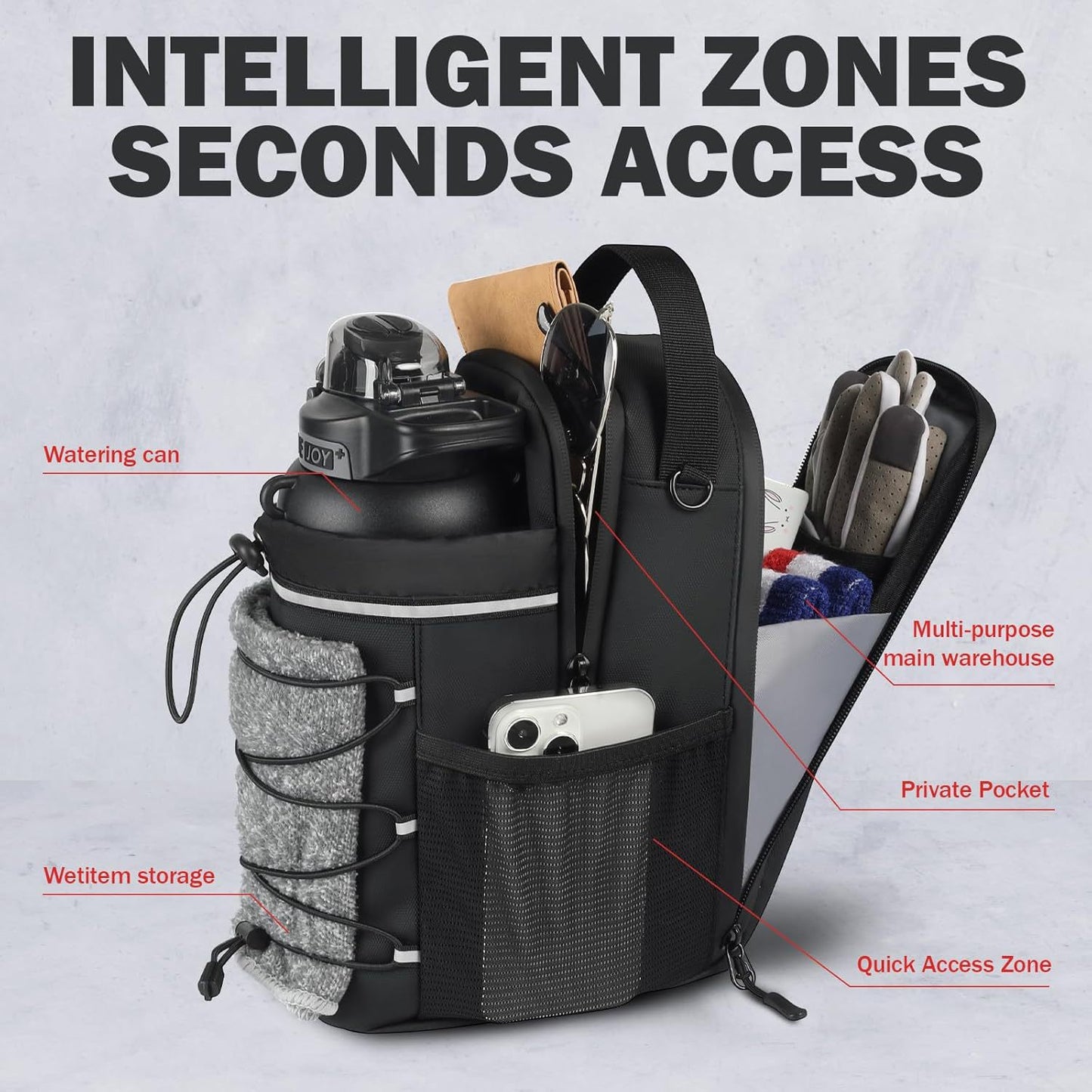 Black Magnetic Water Bottle Holster – Large-Capacity, Crossbody Carry Pouch for Outdoor & Gym Use