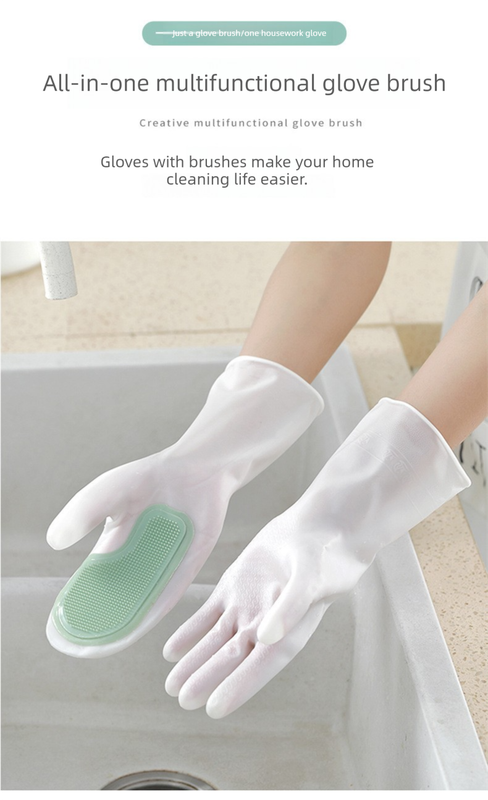 3 Pairs of Pink Brush Gloves Integrated Brush Glove – Multifunctional Cleaning Glove for Kitchen, Dishwashing & Household Tasks