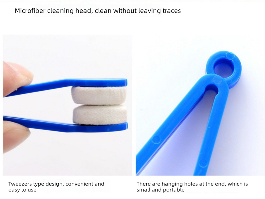 10 Pcs Green Portable Eyeglass Cleaning Clip - Dual-Sided Microfiber Tongs for Safe, Streak-Free Lens Care