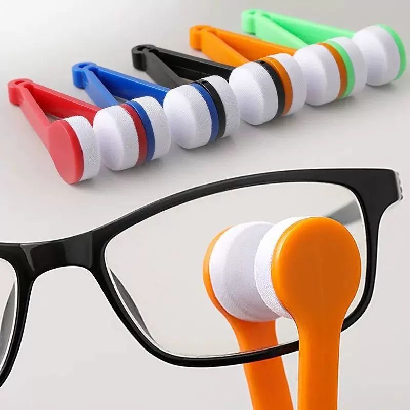 10 Pcs Black Portable Eyeglass Cleaning Clip - Dual-Sided Microfiber Tongs for Safe, Streak-Free Lens Care