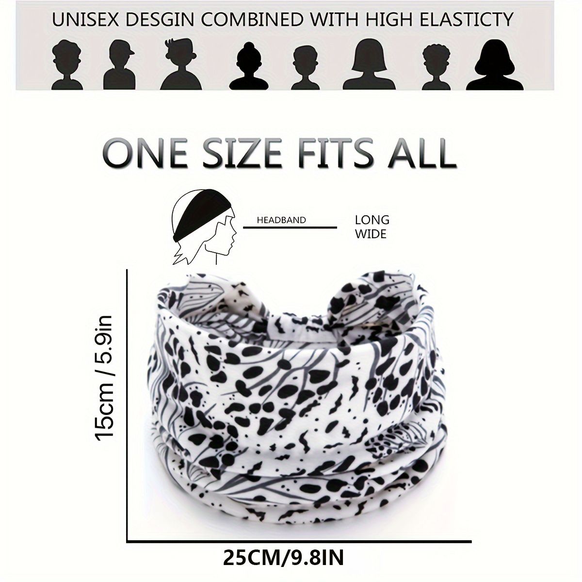 White Leopard print Yoga Headband – Elastic Sweat-Wicking Hairband for Women