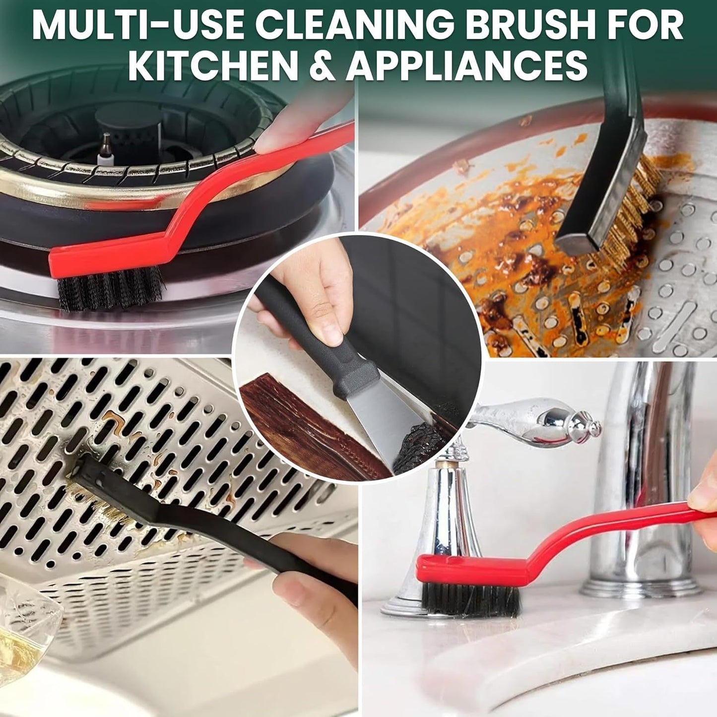 Set A Multi-Use Heavy-Duty Cleaning Brush Set – 14-Piece Hard Bristle Tool Kit for Kitchen, Bathroom & Tight Spaces