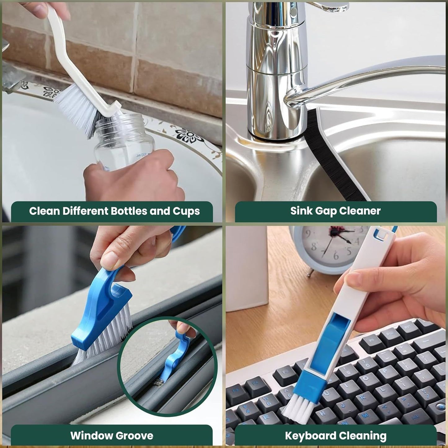 Set B Multi-Use Heavy-Duty Cleaning Brush Set – 14-Piece Hard Bristle Tool Kit for Kitchen, Bathroom & Tight Spaces