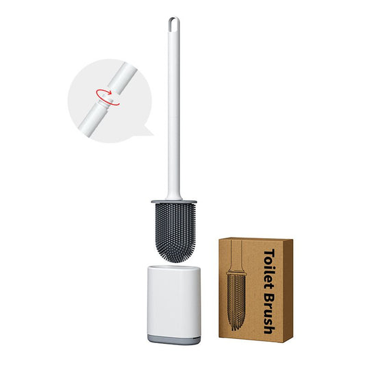 White Wall-Mountable Toilet Brush Set – Soft-Tip 360° Cleaning System