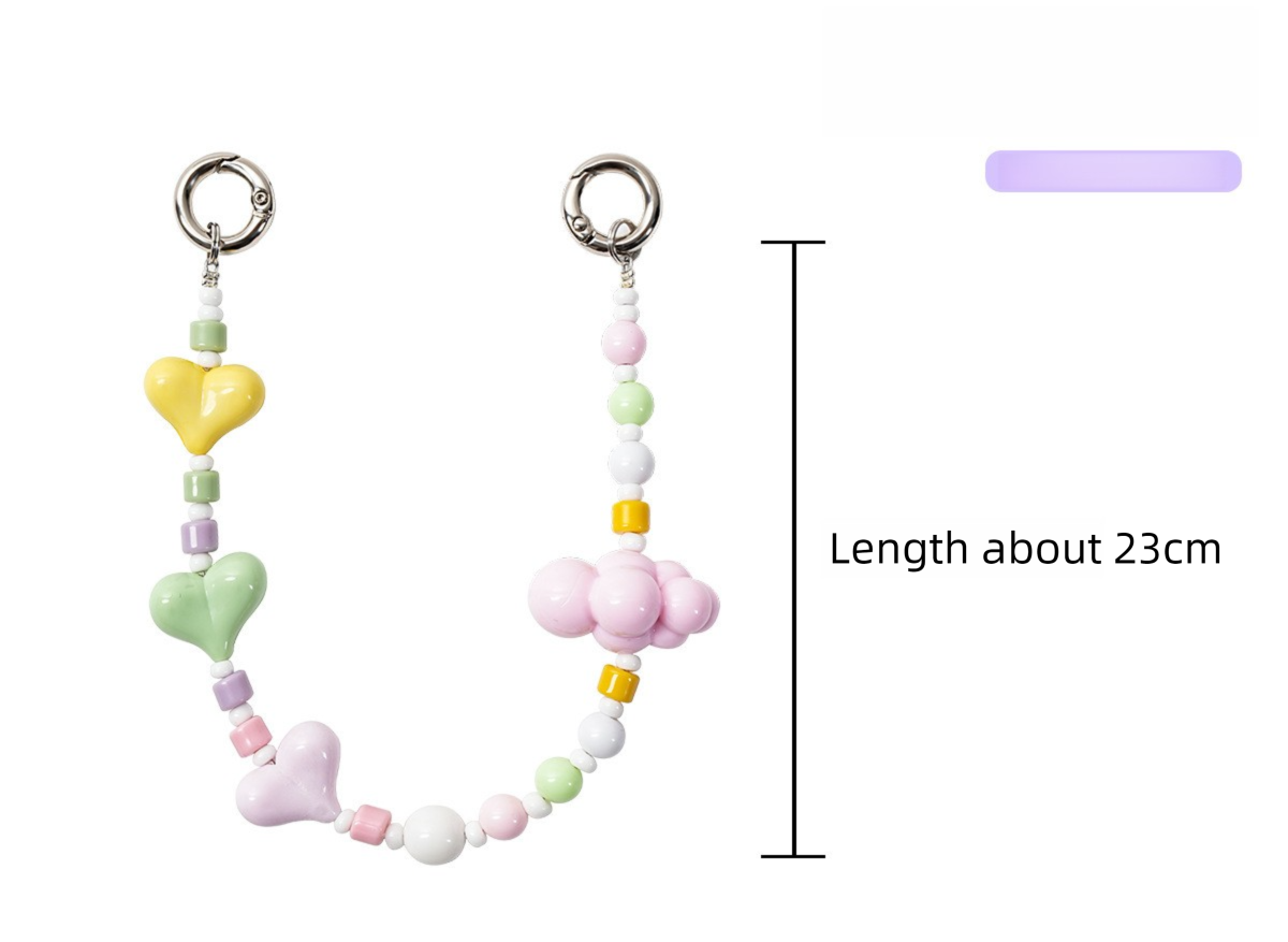 YKA-10 Trendy Double-Clasp Beaded Phone Wrist Strap - Colorful Acrylic & Metal Anti-Loss Lanyard with Spacer Gift