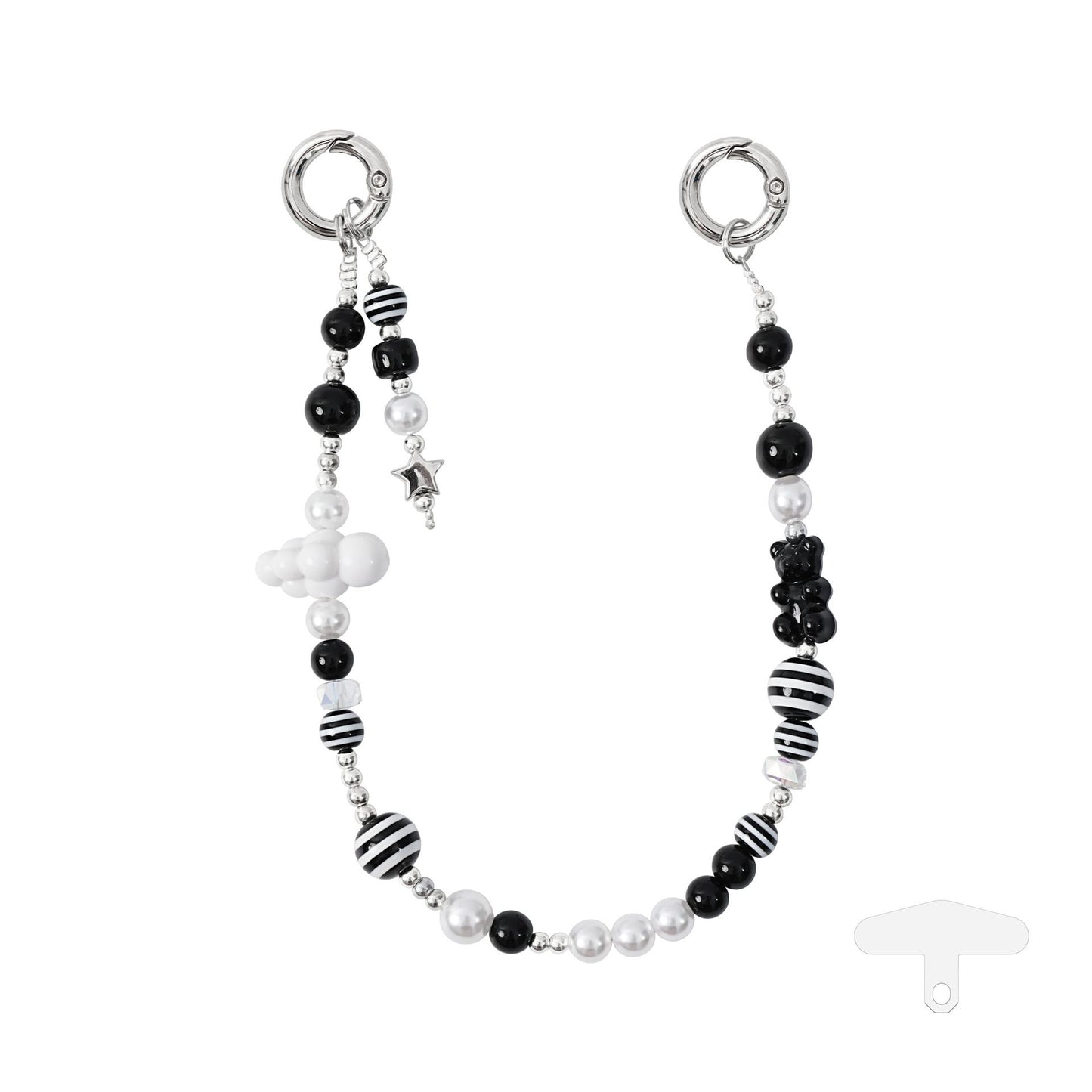 YKA-14 Trendy Double-Clasp Beaded Phone Wrist Strap - Colorful Acrylic & Metal Anti-Loss Lanyard with Spacer Gift