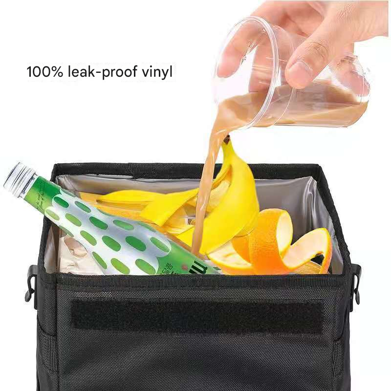 Collapsible Car Rubbish Bin - Oxford Cloth with Vinyl Lining, Compact 15 x 16 x 25 cm Car Storage Organiser for Road Trips and Everyday Vehicle Use