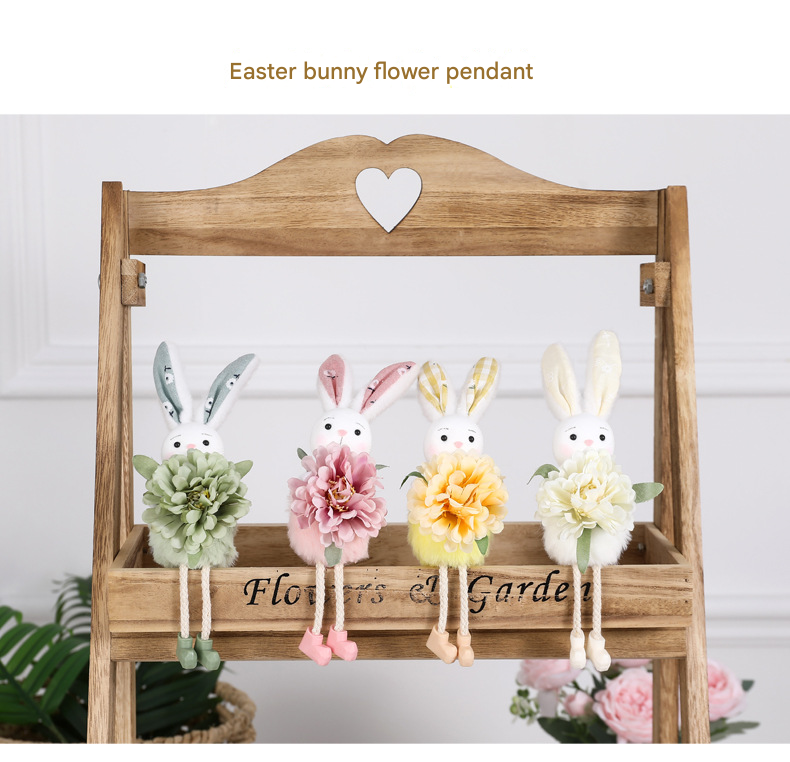 White Easter Bunny Flower Hanging Decoration for Home, Garden or Party Scene