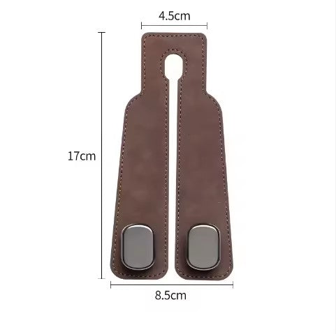 Grey 4-Pack Car Seat Back Hooks – Hidden Suede Leather with Metal Hooks for Storage and Phone Stand