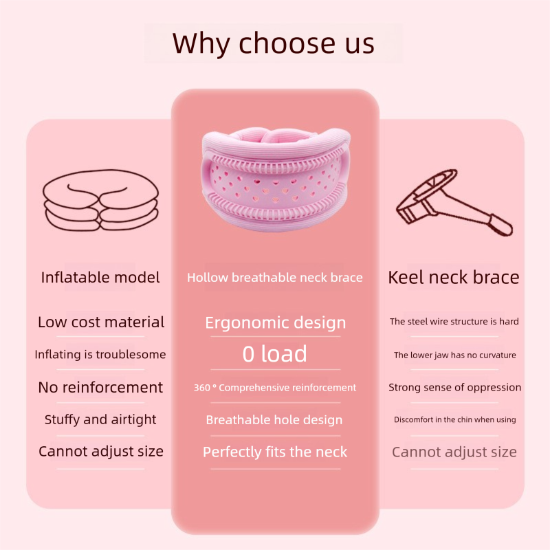 Black Hollow Neck Support Brace – Ergonomic Cervical Collar with Breathable Design for Posture Correction and Daily Use