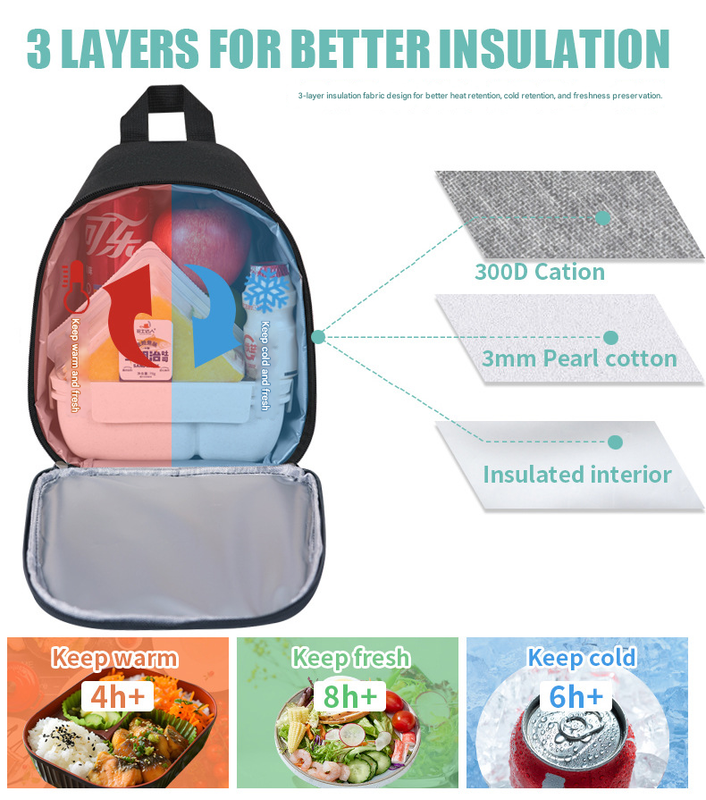 Grey Portable Insulated Lunch Bag with Thick Aluminum Foil Lining – Oxford Fabric Thermal Food Carrier for Work, School, Travel & Outdoor Use