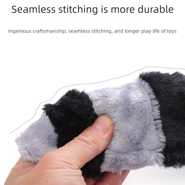 2-Pack Grey raccoon Identical Plush Pet Toys with Squeaker – Durable Fur-Textured Chew Toys for Dogs, Ideal for Teething, Play & Stress Relief