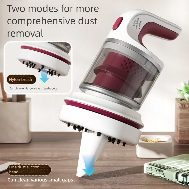 Red Compact Desktop Vacuum Cleaner – Cordless Handheld Dust Remover for Office, Keyboard, Car & Home Use with Dual Suction Modes and USB Charging