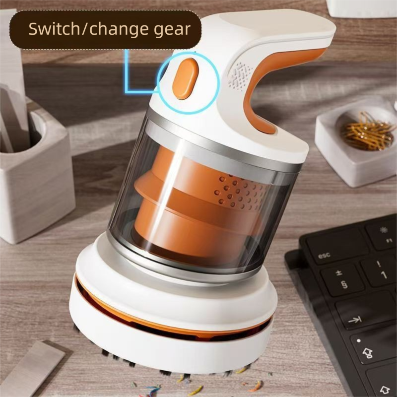 Red Compact Desktop Vacuum Cleaner – Cordless Handheld Dust Remover for Office, Keyboard, Car & Home Use with Dual Suction Modes and USB Charging