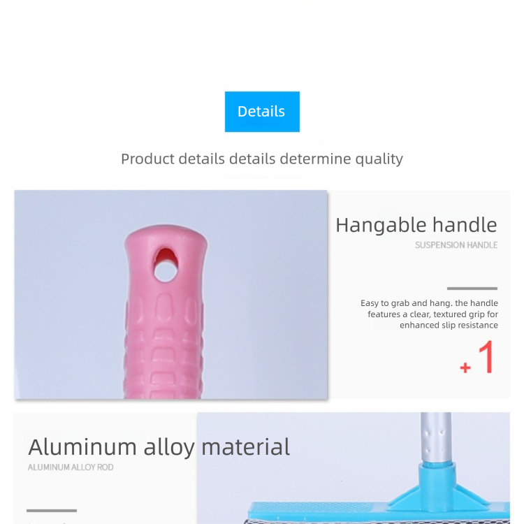 Pink Home Window Cleaner – Adjustable Aluminum Alloy Glass Scraper with Dual-Sided Sponge and Rubber Blade, Easy-to-Use Window Cleaning Tool