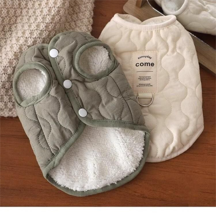 Green Winter Dog Vest for Small and Medium Breeds – Thickened Warm Quilted Coat with Soft Fleece Lining, Adjustable Fit for Dogs and Cats(Size: S)