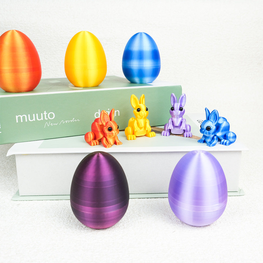 3-Piece Blue-green gradient Easter Surprise Egg Set – Identical Interactive Figurines with Hinged Shell, Collectible Holiday Display Toy