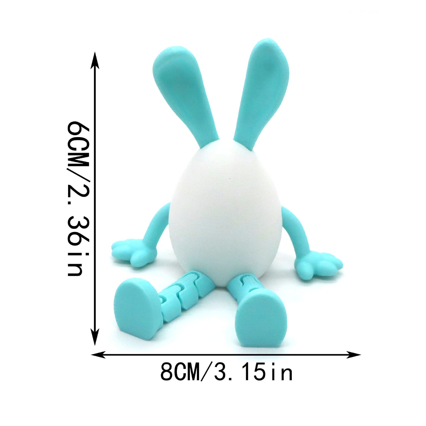 3-Piece Pink rabbit-ear white egg Easter Figurine Set – Identical Poseable Egg-Shaped Toys for Holiday Display and Interactive Play