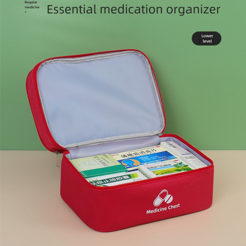 Green Medium Double-Layer Medicine Organizer – Portable First Aid Storage Case with Multiple Compartments for Home & Travel