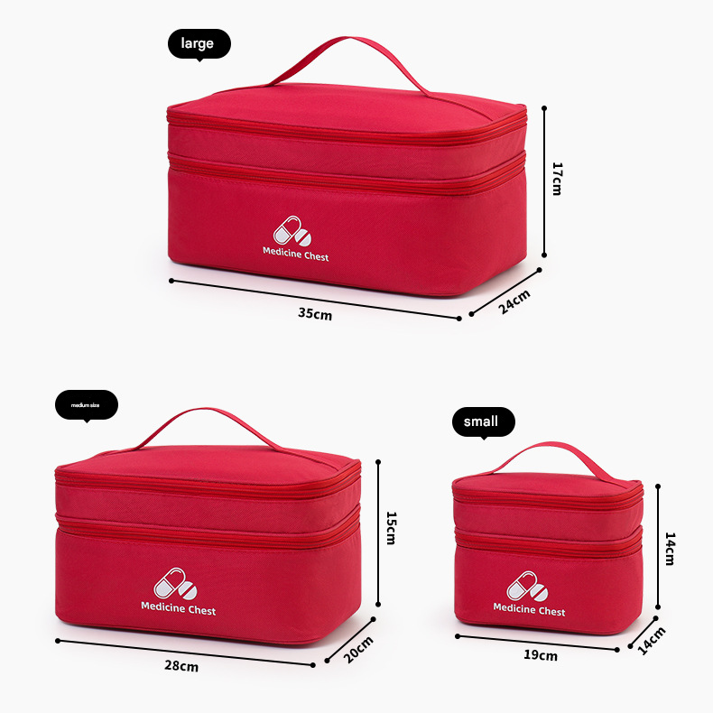 Navy blue 3-Piece First Aid Organizer Set – Small, Medium & Large Medicine Storage Cases (19/23/35cm) for Home & Travel