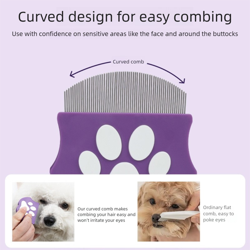 Olive green Pet Grooming Comb – Fine-Toothed Flea Remover with Non-Slip Grip for Cats and Dogs