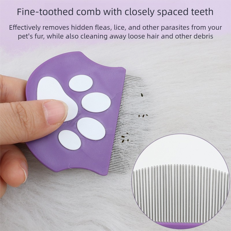 Olive green Pet Grooming Comb – Fine-Toothed Flea Remover with Non-Slip Grip for Cats and Dogs