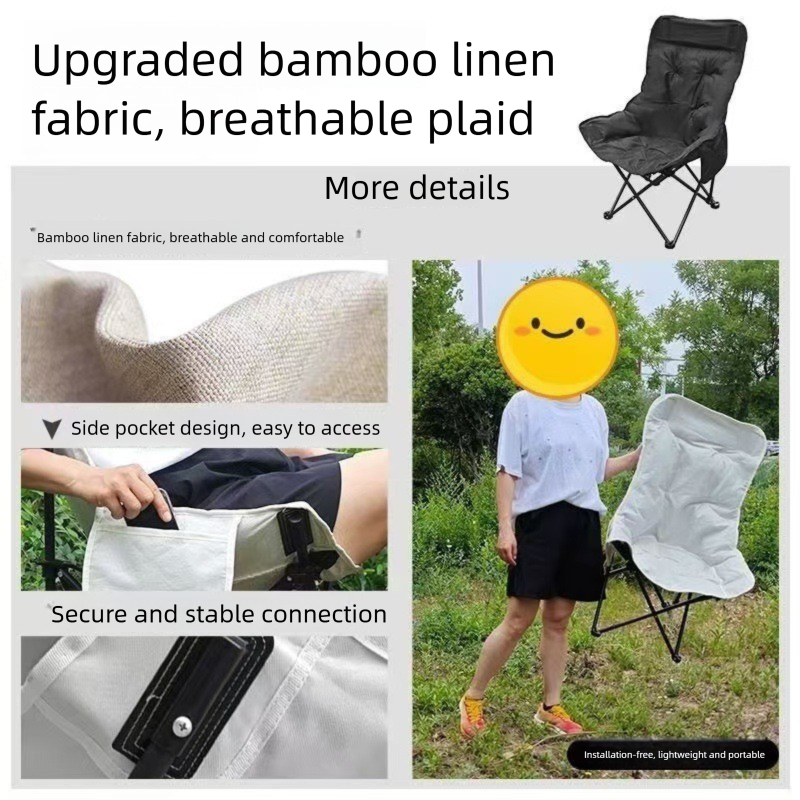 Khaki Fixed High-Back Folding Chair – 46cm Wide Seat, 90cm Height, 250kg Load Capacity with Carry Bag