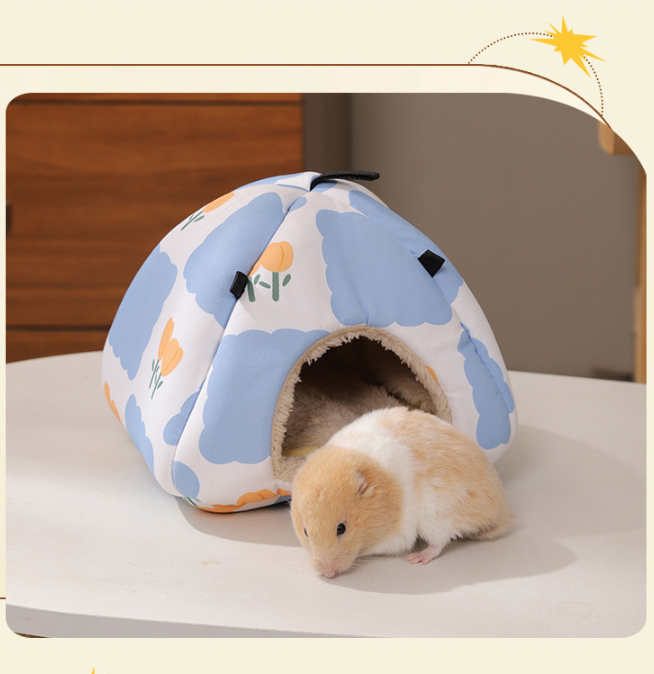 Cartoon cat Soft Shelter for Small Mammals – Hanging & Floor Use, Waterproof Surface, Easy Clean(Size: M)