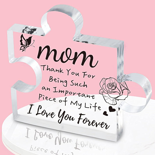 Interlocking Puzzle-Shaped Desktop Decor – 10.5cm Square Display Piece for Home or Gifting(Mom)