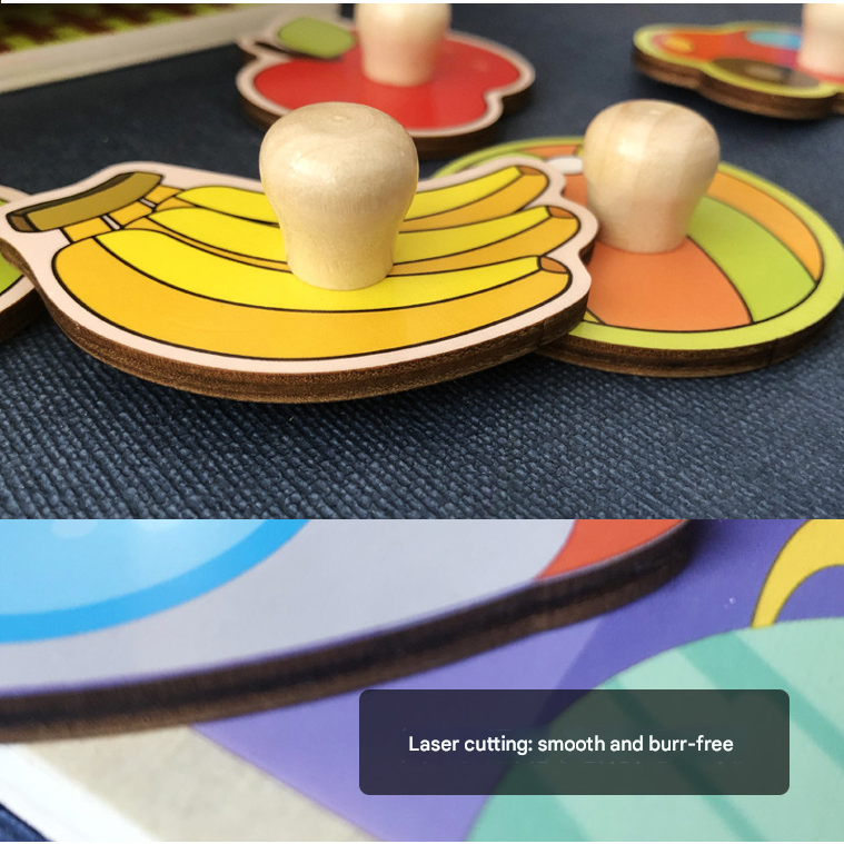 Fish Hand-Grip Puzzle Board – Educational Shape Matching Toy for Early Learning, 14.5cm Square Design