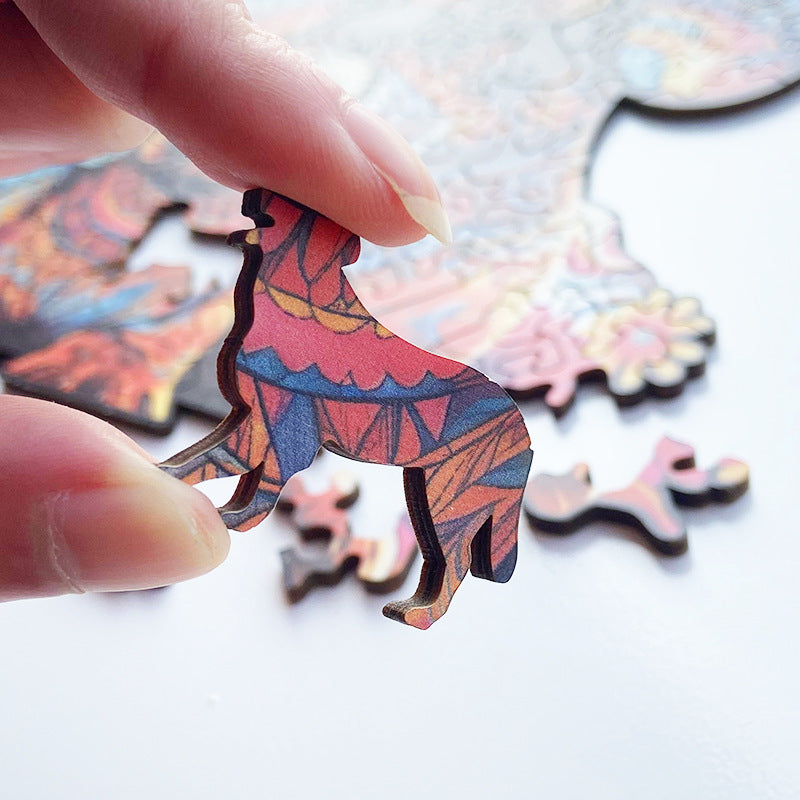 Irregular-Shaped Puzzle – A3 Size (33×43cm), 210-Piece Design, 4mm Thickness, Compact Packaging(Colourful Ceramic Cat)