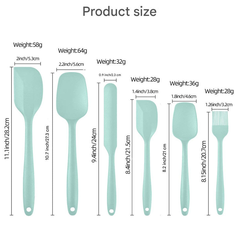 6-Piece Black Silicone Spatula Set – Heat-Resistant, Non-Scratch Kitchen Tools with Integrated Metal Reinforcement, Dishwasher Safe, for Cooking, Mixing, and Baking