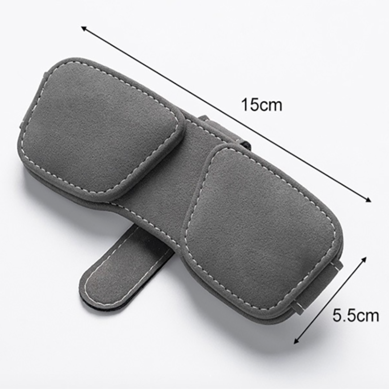 Black Car Sun Visor Sunglasses Holder – Magnetic Dual Clip Organizer with Suede Finish, No-Drill Mounting for Glasses, Cards & Tickets