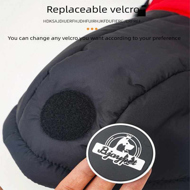 Red Thickened Winter Dog Coat with Reflective Strips – Waterproof, Windproof Pet Jacket for Small to Medium Dogs, Adjustable Fit with Detachable Leash Hook and Decorative Velcro Patch(Size: M)