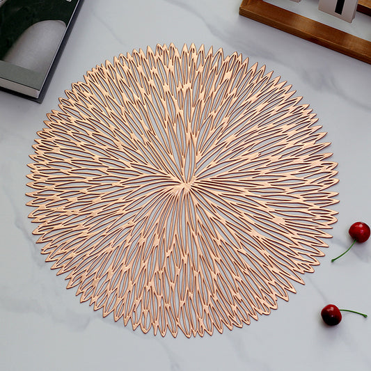 Rose gold Set of 3 Nordic-Style Round Table Mats – Heat-Resistant, Non-Slip PVC Placemats for Home Use, Creative Dish Pads, 38cm Diameter, Ideal for Dining Tables and Decor