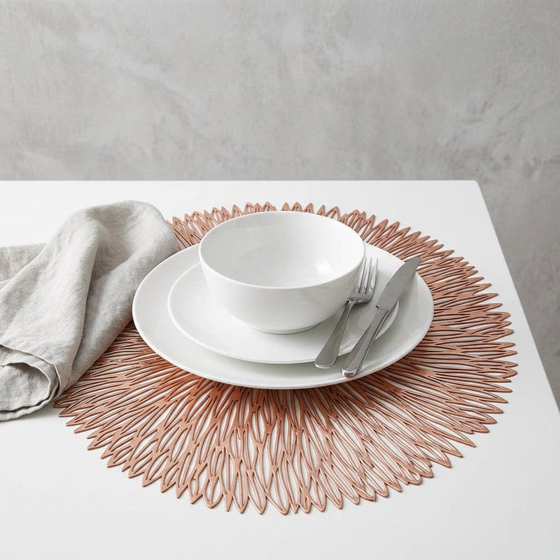 Rose gold Set of 3 Nordic-Style Round Table Mats – Heat-Resistant, Non-Slip PVC Placemats for Home Use, Creative Dish Pads, 38cm Diameter, Ideal for Dining Tables and Decor