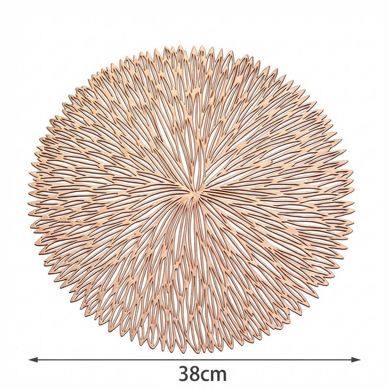 Rose gold Set of 3 Nordic-Style Round Table Mats – Heat-Resistant, Non-Slip PVC Placemats for Home Use, Creative Dish Pads, 38cm Diameter, Ideal for Dining Tables and Decor