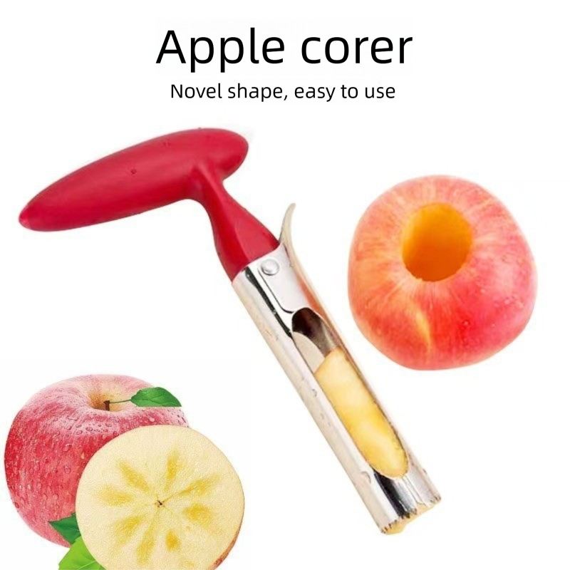 Black Set of 2 Stainless Steel Apple Corers – Heavy-Duty Fruit Core Remover Tool with Comfort Grip, Easy to Use & Clean, for Apples, Pears, and Similar Fruits