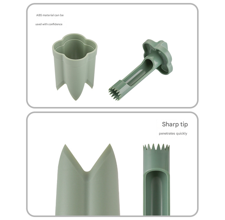 2-Pack ABS Vegetable Core Remover – White & Green, Dual Inner Channel Design, Stackable Kitchen Tool for Peppers Tomatoes Apples
