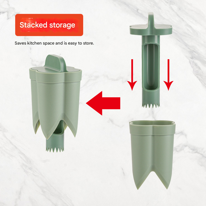 2-Pack ABS Vegetable Core Remover – White & Green, Dual Inner Channel Design, Stackable Kitchen Tool for Peppers Tomatoes Apples