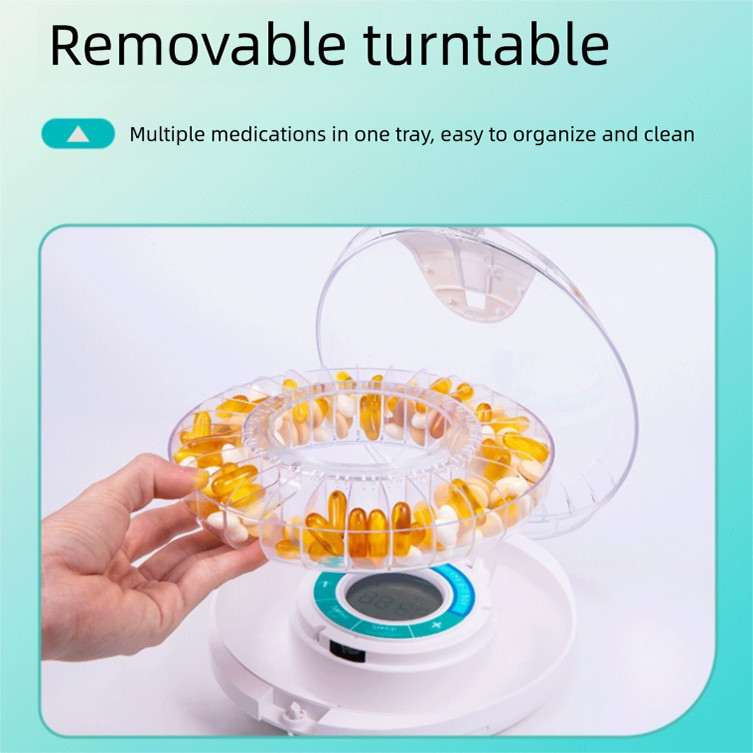 Automatic Rotating Pill Dispenser with Timer Alarm – Multi-Compartment Medication Organizer for Daily Health Management
