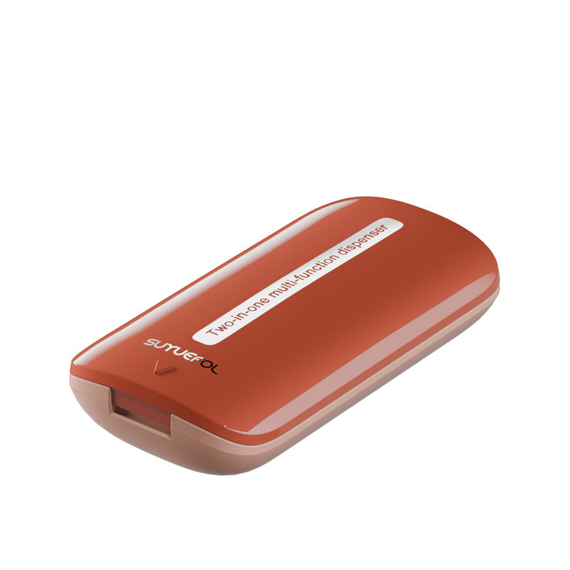 2-Pack Brown Portable Pill Splitter Set – Dual-Function Medication Divider with Stainless Steel Blade and Removable Silicone Liner